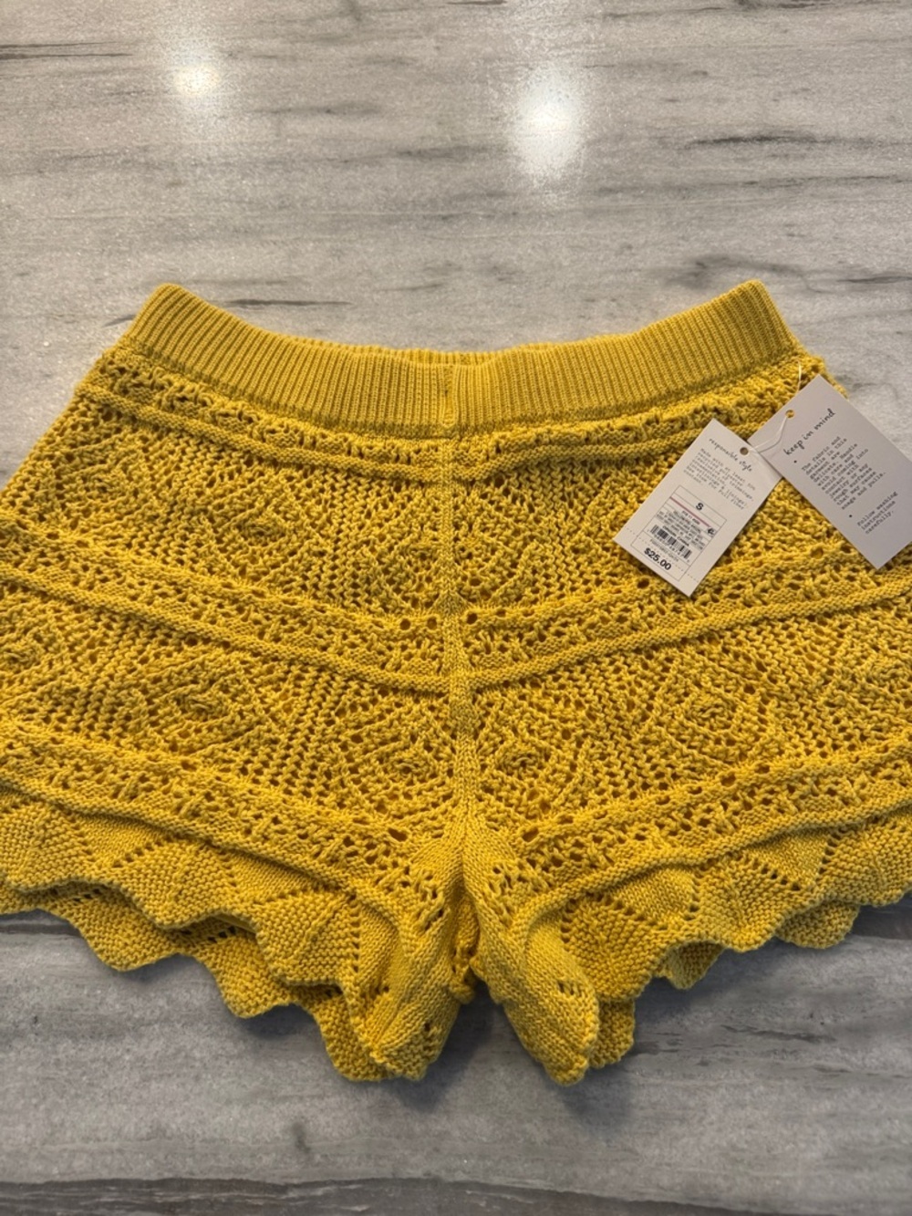 NWT a new day Mustard Yellow Crochet Knit Shorts